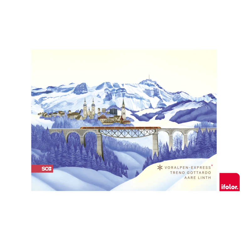 Fotoleinwand «St. Gallen Winter» mit SOB-Logo 80 x 60 cm