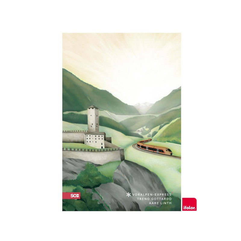 Poster fotografico autoadesivo "Bellinzona", opaco, 40 x 60 cm